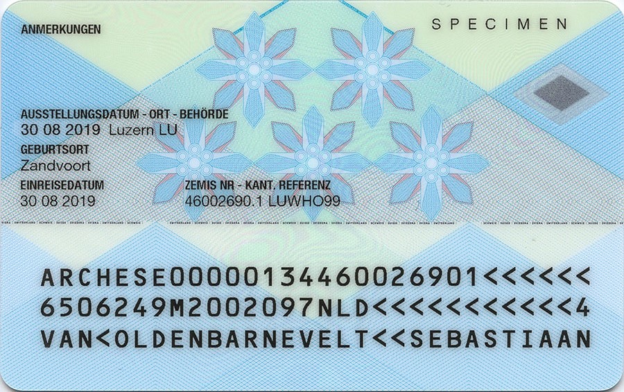 Aufenthaltstitel, Rückseite Ausweis B EU/EFTA