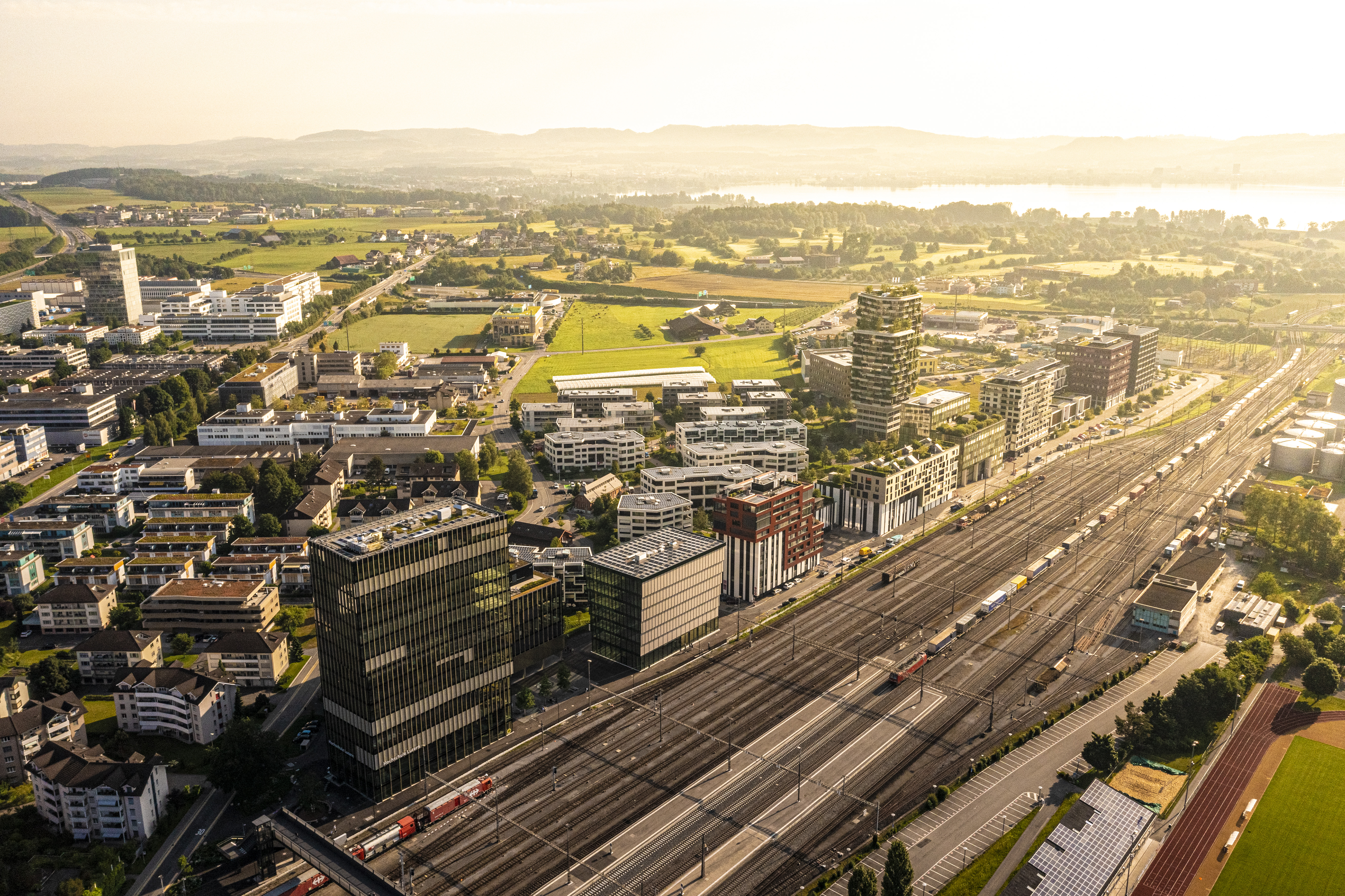 Luftaufnahme des Suurstoffi-Areals